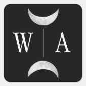 ゴシック様式ブラックモノグラムムーンクレスト封筒用シール スクエアシール (正面)