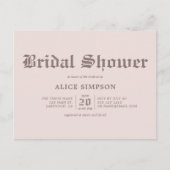 ゴシック様式ブラックレターベージュブライダルシャワー ポストカード (正面)