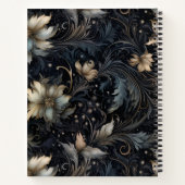 ゴシック様式ブラックロマンチックなスケルトン新郎新婦 ノートブック (裏面)