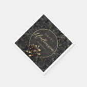ゴシック様式ブラック金ゴールドバラエレガントハロウィーン スタンダードカクテルナプキン (角)