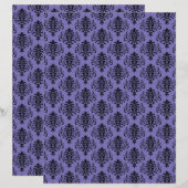 ゴシック様式ブラック&パープルダマスクスクラップブック紙 (正面/裏面)