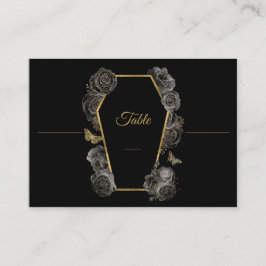 ゴシック様式ブラック&金ゴールドバラ結婚の棺のパターン プレイスカード