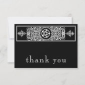 ゴシック様式ペンタグラムスター白黒結婚ズ サンキューカード (正面)
