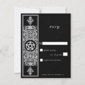 ゴシック様式ペンタグラムスター白黒結婚ズ 出欠カード (正面)