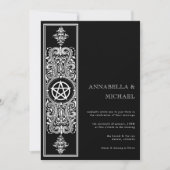 ゴシック様式ペンタグラムスター白黒結婚ズ 招待状 (正面)