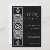 ゴシック様式ペンタグラムスター白黒結婚ズ 招待状 (正面)