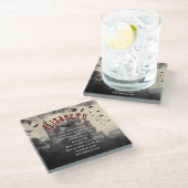 ゴシック様式ホラードラキュラ城幽霊のよく出るハロウィーン ガラスコースター (アングル)