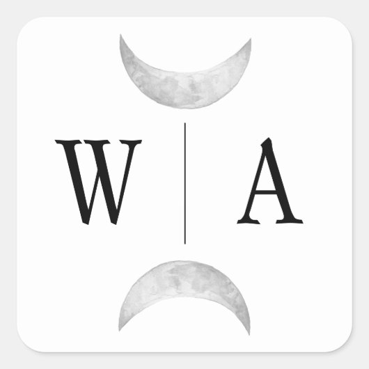 ゴシック様式ホワイトモノグラムムーンクレスト封筒用シール スクエアシール (正面)