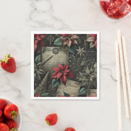 ゴシック様式ポインセティアスヴィンテージ文房具の分離 スタンダードカクテルナプキン