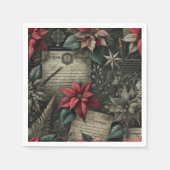 ゴシック様式ポインセティアスヴィンテージ文房具の分離 スタンダードカクテルナプキン (正面)