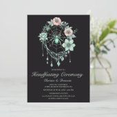 ゴシック様式ミントグリーンスパイダーフローラくもの巣手作り 招待状 (スタンド正面)