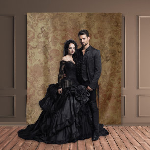 ゴシック様式ムーディダマスクタン&レッドタペストリー タペストリー