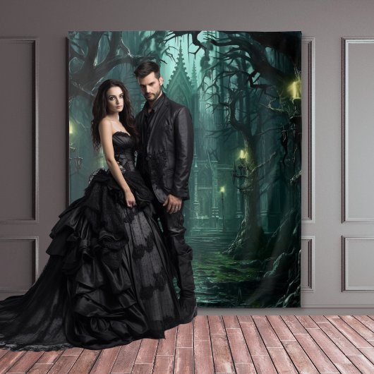 ゴシック様式ムーディダークフォレストキャンドルライトマンション タペストリー