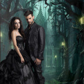 ゴシック様式ムーディダークフォレストキャンドルライトマンション タペストリー