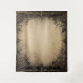 ゴシック様式ムーディダークブラック&オールドアイボリーフィリーグリーつる植物 タペストリー (正面)