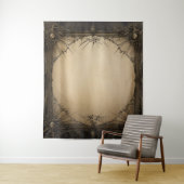 ゴシック様式ムーディダークブラック&オールドアイボリーフィリーグリー タペストリー (インサイチュ)