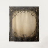 ゴシック様式ムーディダークブラック&オールドアイボリーフィリーグリー タペストリー (正面)