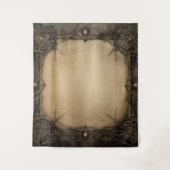 ゴシック様式ムーディダークブラック&オールドアイボリー不気味なくもの巣 タペストリー (正面)