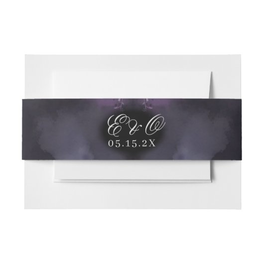 ゴシック様式ムーディパープルレッド結婚ローズ 招待状ベリーバンド (正面例)