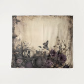 ゴシック様式ムーディパープル&ブラックスカル&モス タペストリー (正面(横))