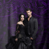 ゴシック様式ムーディブラック&パープルヴィンテージレース タペストリー