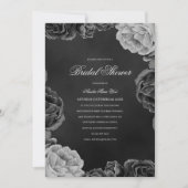 ゴシック様式ムーディモノクログレーフローラブライダルシャワー 招待状 (正面)