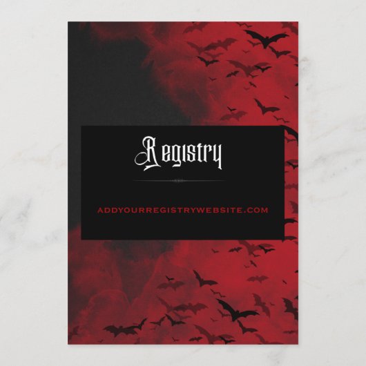 ゴシック様式ムーディヴァンパイアこうもりブライダルシャワー招待状 招待状 (裏面)