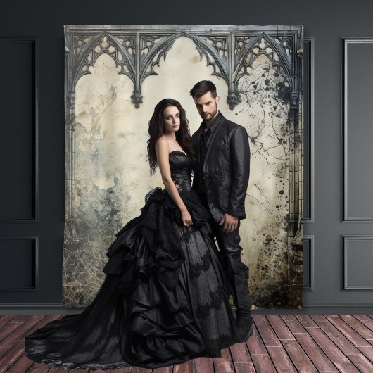 ゴシック様式ムーディースシーンヴィンテージアーチクリーム&ブラック タペストリー