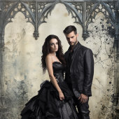 ゴシック様式ムーディースシーンヴィンテージアーチクリーム&ブラック タペストリー