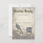 ゴシック様式ムーディースシーンヴィンテージクリーム&ブラック 出欠カード (正面)