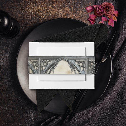 ゴシック様式ムーディースシーンヴィンテージクリーム&ブラック 招待状ベリーバンド