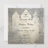 ゴシック様式ムーディースシーンヴィンテージクリーム&ブラック 招待状 (正面)