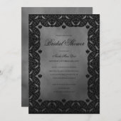 ゴシック様式ムーディースーシャルグレーブライダルシャワー 招待状 (正面/裏面)