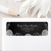 ゴシック様式モノクロ水彩グレーフローラ ラベル (インサイチュ)