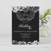 ゴシック様式モノグラムバラスケルトン結婚ハンズ 招待状 (スタンド正面)