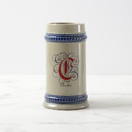 ゴシック様式モノグラム文字C名前をカスタムする ビールジョッキ