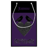 ゴシック様式ラヴェンスとブラックハートカスタム スモールペーパーバッグ (裏面)