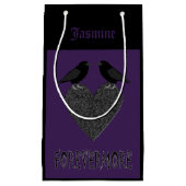 ゴシック様式ラヴェンスとブラックハートカスタム スモールペーパーバッグ (正面)