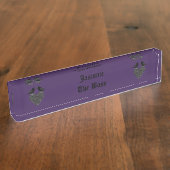 ゴシック様式ラヴェンスとブラックハートカスタム デスクネームプレート (側面)