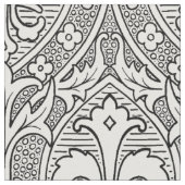 ゴシック様式リバイバルフルーアデリス – 白黒 ファブリック (クローズアップ)