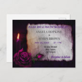 ゴシック様式ロマンスの紫色のバラの蝋燭ライト結婚式 インビテーションポストカード (正面/裏面)