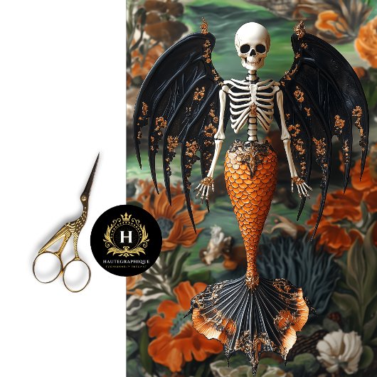 ゴシック様式ヴァンパイアスケルトンマーメイドスカルデクページ 薄葉紙