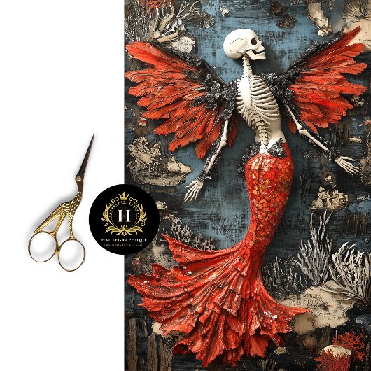 ゴシック様式ヴァンパイアスケルトンマーメイドスカルデクページ 薄葉紙