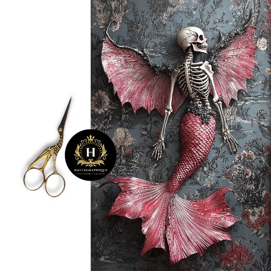 ゴシック様式ヴァンパイアスケルトンマーメイドスカルデクページ 薄葉紙