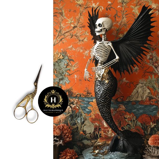 ゴシック様式ヴァンパイアスケルトンマーメイドスカルデクページ 薄葉紙