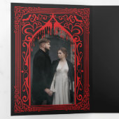 ゴシック様式ヴァンパイア大聖堂結婚式招待状 三つ折り招待状 (内部最初)