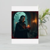 ゴシック様式ヴァンパイア誕生日招待状 箔招待状 (立ち正面)