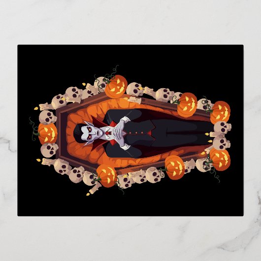 🦇ゴシック様式ヴァンパイア黒葉書🖤🎃 箔シーズンポストカード (正面)