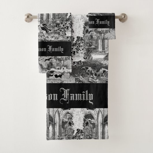 ゴシック様式ヴァンパイレスクルードグレーブズこうもりスカルゴシック バスタオルセット (インサイチュ)