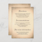 ゴシック様式ヴィンテージ結婚式詳細 – 情報 エンクロージャーカード (正面/裏面)